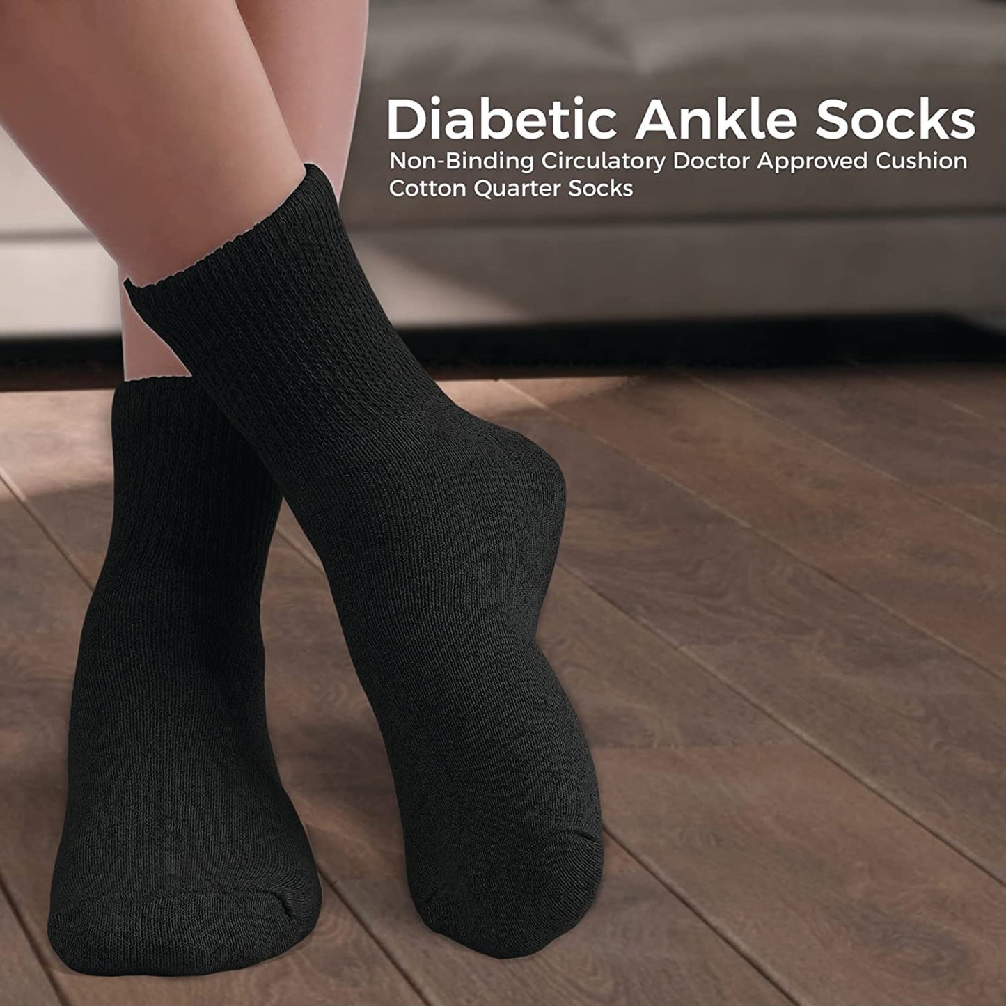 Quarter Diabetic Socks – Soft, Comfortable & Non-Binding for Daily Use (12 Pairs)