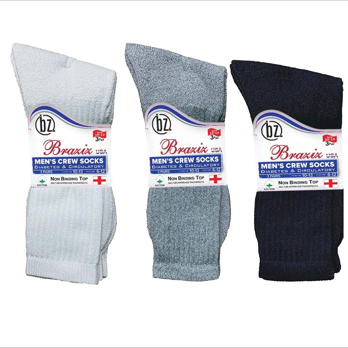Men’s Cotton Crew Socks – Everyday Casual, Work & Sports Use (12 Pair Bulk Pack)