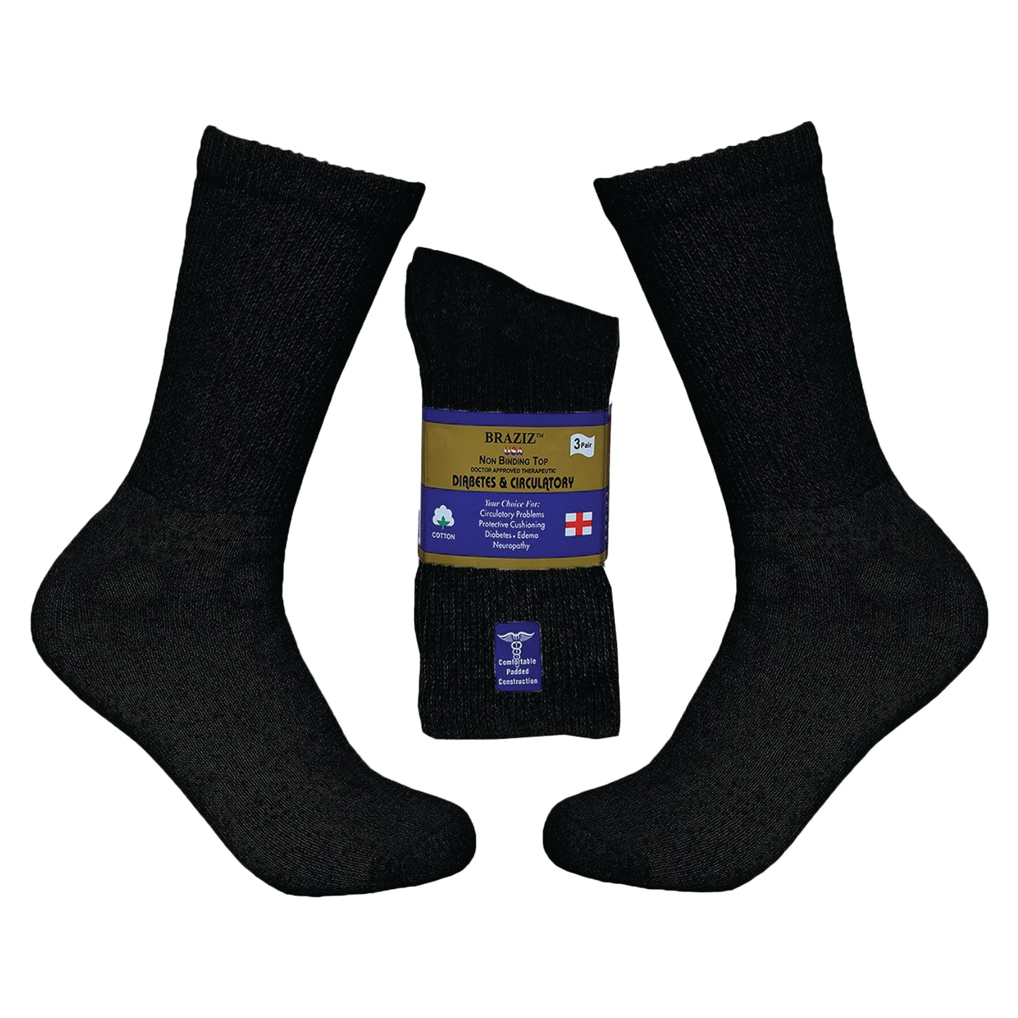 Diabetic Socks, Non-Binding Circulatory Cushion Cotton Crew Diabetic Socks for Men Women.