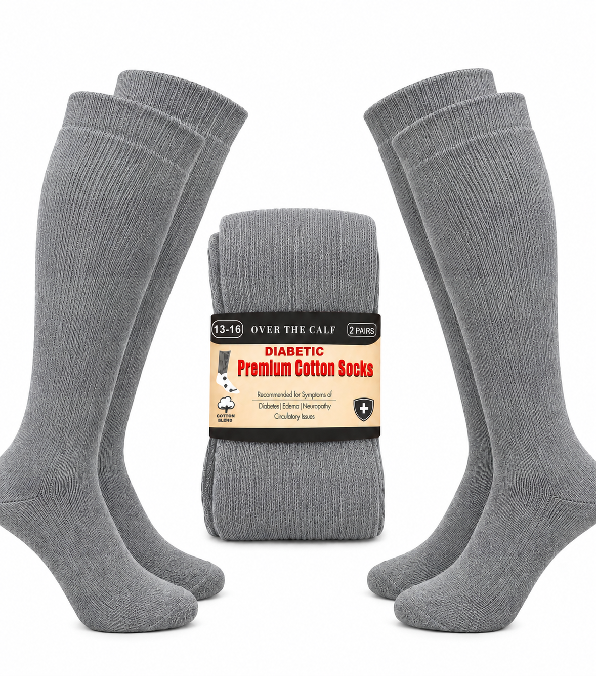 Over The Calf Diabetic Premium Cotton Socks – 6 Pairs