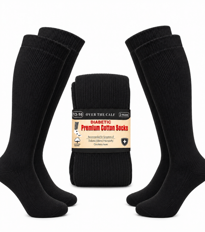 Over The Calf Diabetic Premium Cotton Socks – 6 Pairs