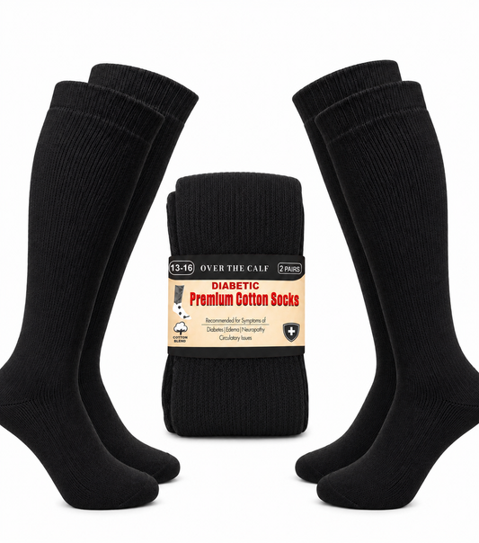 Over The Calf Diabetic Premium Cotton Socks – 6 Pairs
