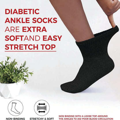 Quarter Diabetic Socks – Soft, Comfortable & Non-Binding for Daily Use (12 Pairs)