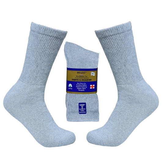 Diabetic Socks, Non-Binding Circulatory Cushion Cotton White Crew Diabetic Socks for Men Women.