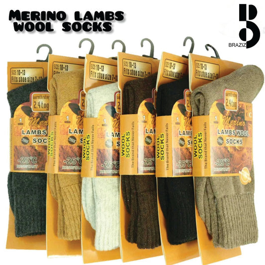 6 Pairs Men Merino Lambs Wool Socks Winter Heavy Duty Thermal Boots Size 9-11 10-13