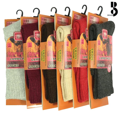 Men Merino Lambs Wool Socks Winter Heavy Duty Thermal Boots 6 Pairs+