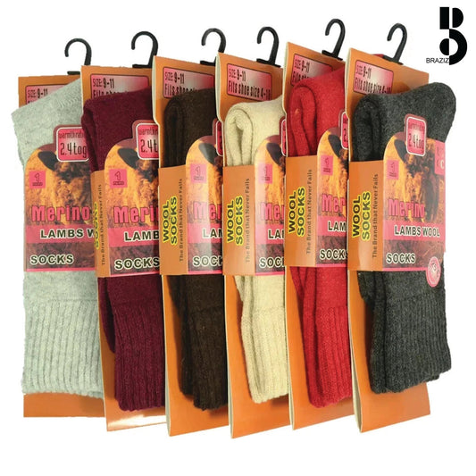 6 Pairs Men Merino Lambs Wool Socks Winter Heavy Duty Thermal Boots Size 9-11 10-13