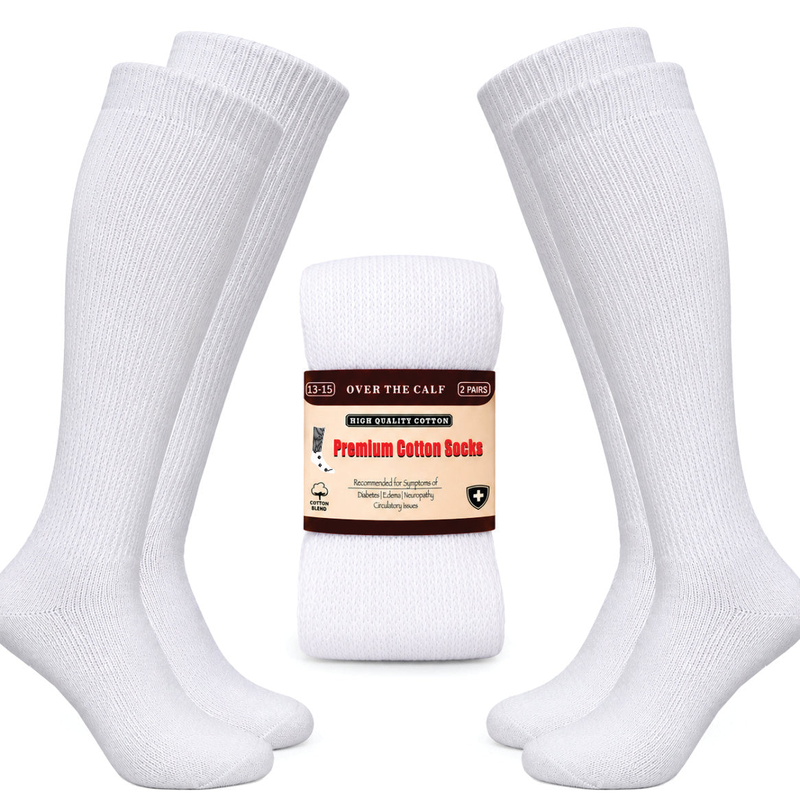 Over The Calf Diabetic Premium Cotton Socks – 6 Pairs